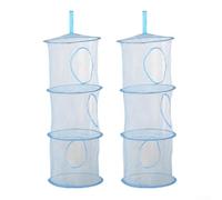 Lot de 2 filets de rangement à suspendre à triple couche, organiseur pliable en maille avec crochets de porte pour placard, chambre d'enfant, lingerie et organisation de la maison, étagères peu