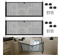 Lot de 2 filets de rangement pour voiture avec cadre en plastique, 25 × 60 cm, pour camping-car, voiture, bateau, cargo, sac en maille, avec vis