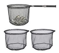 Lot de 2 Filets de Remplacement pour Épuisette de Pêche 50 cm, Filet Noir Profond en Maille Fine Revêtue, Séchage Rapide et Anti-Accroc pour Piscine, Bassin, Carpe et Carnassier