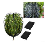 Lot de 2 filets en maille fine pour arbres fruitiers avec fermeture éclair et cordon de serrage, protection de jardin contre les oiseaux, les écureuils et les lapins, matériau PE (2 x 2,4 m)