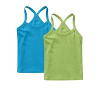 Lot de 2 Fille Débardeurs Coton sous-Vêtements Enfants Haut Décontracté T-Shirts à Manches Courtes Solid Tee Tops Camis D'Été Tank Top Garçon Débardeur Mes Commandes Bleu, 8 Ans