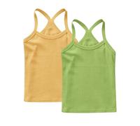 Lot de 2 Fille Débardeurs Coton sous-Vêtements Enfants Haut Décontracté T-Shirts à Manches Courtes Solid Tee Tops Camis D'Été Tank Top Garçon Débardeur Mes Commandes En Cours de Livraison Jaune, 3 Ans