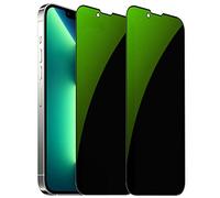 Lot de 2 films de protection d'écran en verre trempé anti-espion, compatibles avec iPhone 14 Plus/iPhone 13 Pro Max, dureté 9H de 6,7", revêtement complet (vert)