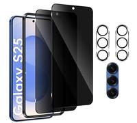 Lot de 2 films de protection d'écran en verre trempé anti-espion pour Samsung Galaxy S25 5G et objectif d'appareil photo, dureté 9H, anti-éclats, anti-rayures, protection de la vie privée