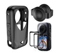 Lot de 2 films de protection d'écran en verre trempé + coque en silicone + bouchon d'objectif pour Insta360 X6, kit d'accessoires de protection intégrale pour caméra d'action Insta360 X6