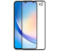 Lot de 2 films de protection d'écran en verre trempé premium avec bord rond noir pour Samsung Galaxy A34 5G 9D 9H 0,3 mm