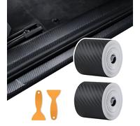 Lot de 2 films de protection pour seuils de portières de voiture 5 cm × 10 m + 2 grattoirs, film de carbone, protection de seuils de porte de voiture mat et autocollants