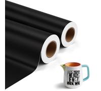 Lot de 2 films en vinyle autocollants pour traceur - 30,5 cm x 500 cm - Noir mat - Imperméable - Autocollant permanent - Pour Cricut Silhouette Cameo