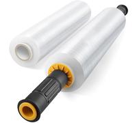 Lot de 2 films étirables avec poignées, 38,1 cm x 304,4 m, emballage en plastique de calibre 60 pour emballage de palettes et protection de surface (2 paquets)