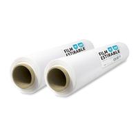 Lot de 2 films étirables en plastique pour emballages de boîtes de déménagement, protection des meubles et des expéditions, dimensions 50 cm x 200 m m-office Blanc