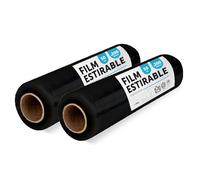 Lot de 2 films noirs pour emballage de cartons de déménagement, protéger les meubles et les expéditions, dimensions 50 cm x 200 m étirables · m-office (noir, 2 unités)