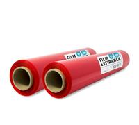 Lot de 2 films rouges pour emballage de cartons de déménagement, protéger les meubles et les expéditions, dimensions 50 cm x 200 m étirables · m-office (rouge)
