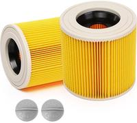 lot de 2 - Filtre à cartouche Kärcher 6.414-552.0 avec vis de fermeture - Filtre rond d'aspirateur de haute qualité pour nettoyeur haute pression Kärcher, aspirateur eau/poussière, améliore la puissan