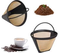 Lot De 2 Filtres À Café Réutilisables, Filtre Permanent, Filtre Universel Pour Cafetière, Filtre À Café 100 Mesh, Acier Inoxydable 304, Avec Poignée, 12 Cm (Doré)