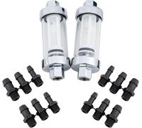 Lot De 2 Filtres À Carburant En Pour Moto,Taille D'entrée/Sortie : 3/8"",1/4"",5/16"",Filtre À Carburant Universel En Verre Métallique,Montage En Ligne,Chromé,Entrée De Tuyau (Numéro