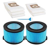 Lot de 2 filtres à cartouche à poussière fine VF3500 à 3 couches + 5 sacs d'aspirateur VF3501 à 2 couches haute efficacité, compatibles avec les aspirateurs RIDGID humides/secs de 3 à 4,5 gallons