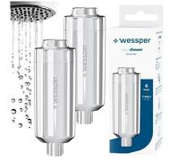 Lot de 2 Filtres à Douche Remplaçable Wessper - Argent - Élimine Chlore Métaux Lourds Bactéries - Assemblage facile sans outils