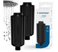 Lot de 2 Filtres à Douche Remplaçable Wessper - Noir - Élimine Chlore Métaux Lourds Bactéries - Assemblage facile sans outils