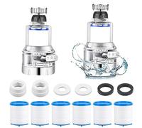 Lot de 2 filtres à eau pour robinet, filtre à eau à 360°, robinet filtrant avec 4 éléments filtrants en coton, rallonge de robinet, embout détartrant pour cuisine, salle de bain (A)