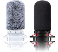 Lot de 2 filtres anti-pop pour microphone compatible avec HyperX QuadCast-Housse en mousse avec manchon en fourrure pour HyperX QuadCast S,QuadCast S Blanc