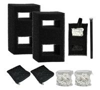 Lot de 2 filtres d'aquarium compatibles avec les filtres à eau sous-marine Fluval U2 - Filtre pour eau douce et eau salée - 2 recharges de charbon actif, 2 éponges filtrantes, 2 anneaux en céramique