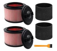 Lot de 2 filtres de rechange pour aspirateur Vacmaster VF408, VF410P, Wet Dry Vac Beast VFB511B 0201 & Cleva Industrial VF408B, 2 filtres à poussière fine + 2 filtres en mousse + 1 brosse