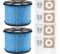 Lot de 2 filtres de rechange VF3500 pour aspirateurs Ridgid Portable Vac de 10 à 12 litres + 4 sacs filtrants VF3501 (lot de 6 au total)