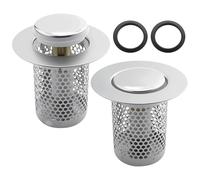 Lot de 2 filtres d'évier de cuisine en acier inoxydable,Bouchon d'évier de salle de bain Pop Up avec âme cuivre,Filtre d'échappement Bidet,Amovible Passoire De Douche Baignoire,Bouchons de sol