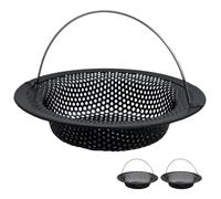 Lot de 2 filtres d'évier de cuisine en acier inoxydable, empêche l'encrassement des canalisations de salle de bain, filtre d'évier pour cuisine, salle de bain, lavabo, baignoire (noir)