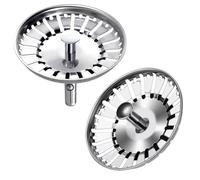 Lot de 2 filtres d'évier de cuisine en acier inoxydable pour déchets alimentaires/attrape-cheveux, diamètre du trou 84 mm