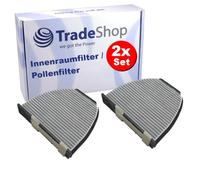 Lot de 2 filtres d'habitacle Trade-Shop à charbon actif compatibles avec Blue Print ADU172501, compatibles avec Febi Bilstein 29871, compatibles avec Valeo 715600