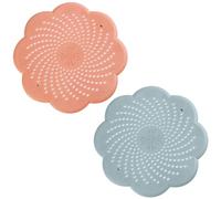 Lot de 2 filtres en silicone pour évier de douche, baignoire, salle de bain et cuisine, bleu et rose