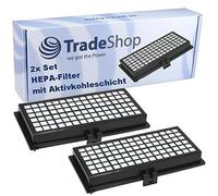Lot de 2 filtres HEPA/filtre hygiénique avec couche de charbon actif anti-odeurs pour Miele 4854914 4854915 pour S2110 S2111 S2120 S2121 S2130 S2131 S2131 EcoLine S2180 S2181 S300I S301I S310I
