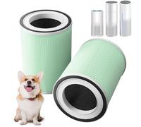 Lot de 2 filtres HEPA H13 de rechange pour animaux domestiques compatibles avec Afloia KILO, KILOPLUS, KILOPRO, MIRO, MIRO PRO et MORENTO MR-Kilo, filtration à 360° en 4 étapes, vert