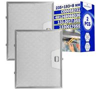 Lot de 2 filtres pour hotte aspirante métallique de graisse 235 x 193 x 8 mm avec code original C00058231 pour Ariston 481248088036 pour Whirlpool 133.0017.055 1330017055 pour Franke - MONTERAL