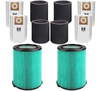 Lot de 2 filtres VF6000 + 4 sacs filtrants VF3502 + 4 manchons en mousse pour aspirateur Ridgid 1,5 à 78 litres