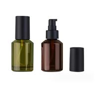 Lot de 2 Fioles en Verre Étanches de Voyage de 60 ml avec Pompe Noire pour Fond de Teint, Lotion, Savon, Cosmétiques (Rouge Vin et Vert)