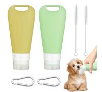 Lot de 2 Flacon Voyage Silicone, Contenant Voyage 90ml, Tubes de Nourriture pour Chien, Portables Flacons de Voyage, Flacon Voyages Avion pour Huile Solaire, Shampooing, Lotion, Gel Douche Crème