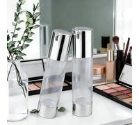 Lot de 2 flacons à pompe airless de 50 ml pour désinfectant pour les mains, huile capillaire, lotion, crème pour le visage, Argenté, 50 ml