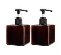Lot de 2 flacons à pompe en plastique ambré de 250 ml pour savon liquide et shampooing, pour soins personnels et voyage (marron)