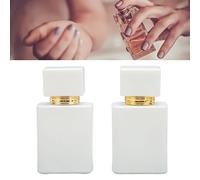 Lot de 2 Flacons de Parfum en Verre de Grande capacité avec Buse Dorée, Blanc 30 ML - Buse D'atomisation Ultra Fine, Utilisation Simple pour Parfum, Eau, Laque pour Cheveux,