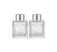 Lot de 2 flacons diffuseurs carrés vides en verre transparent avec bouchon pour huiles essentielles, parfum, accessoires de rechange pour diffuseur de parfum (cube d'eau) - 50 ml