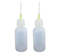 Lot de 2 flacons distributeurs à pointe aiguille de 50 ml pour flux liquide, huile, colle pour solvant, compte-gouttes en plastique compressibles avec broche fine pour une utilisation industrielle et