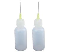 Lot de 2 flacons distributeurs de flux liquide à pointe aiguille, 50 ml, rechargeable, compte-gouttes compressibles pour colle, huile et encre pour bricolage, réparation et loisirs