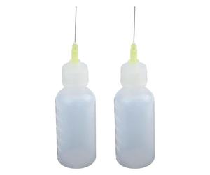 Lot de 2 flacons distributeurs de flux liquide à pointe aiguille, 50 ml, rechargeable, compte-gouttes compressibles pour colle, huile et encre pour bricolage, réparation et loisirs
