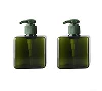 Lot de 2 flacons pompe de rangement en plastique ambré de 250 ml pour liquide, shampooing, lotions et crèmes (vert foncé)