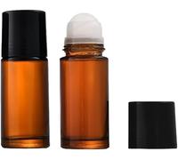 Lot de 2 flacons roulants en verre marron de 30 ml pour huiles essentielles, parfums, flacons à bille rechargeables, déodorants, outils de beauté et de soins personnels pour parfums, cosmétiques