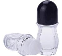 Lot de 2 flacons roulants vides en verre noir de 50 ml avec bille en plastique, flacons à bille roulante, flacons à bille de massage anti-fuite avec bouchon pour huiles essentielles, parfums,