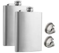Lot de 2 Flasque Alcool avec Entonnoir, 8oz Flasque de Whisky en 304 Acier Inoxydable, Portable Flasque pour Alcool pour Hommes