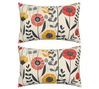 Lot de 2 Fleur Coussin Canape Exterieur, Housse de Coussin 50x70 cm Housse Coussin Imperméable Lin Housses de Coussin, Taie d'oreiller pour Salon de Jardin Patio Coussin Canape Decoration (Été) J92